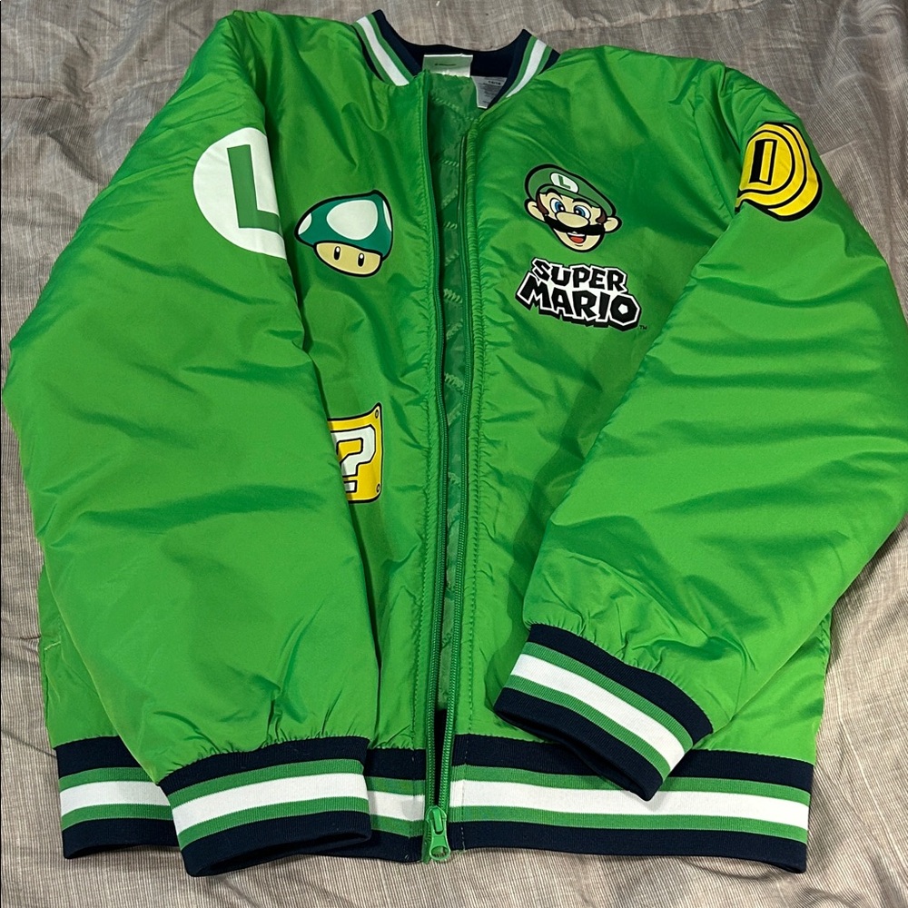 Super Mario Kids Green Puffer Jacket